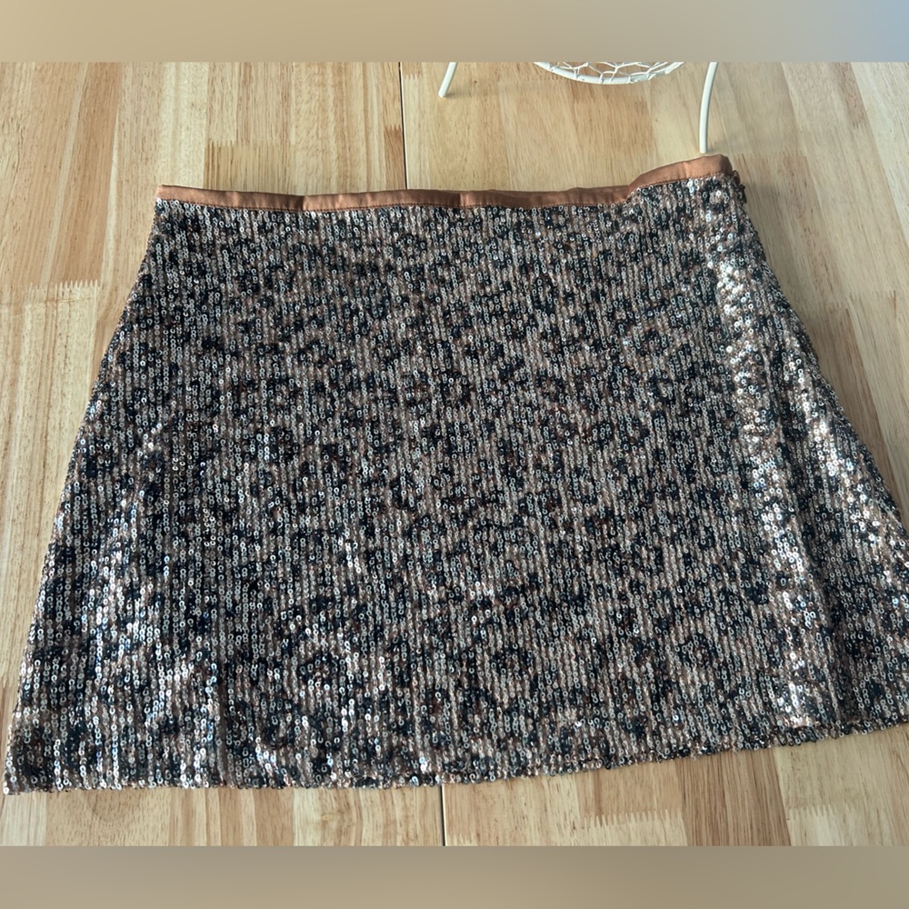 Zara Leopard SEQUIN MINI SKIRT